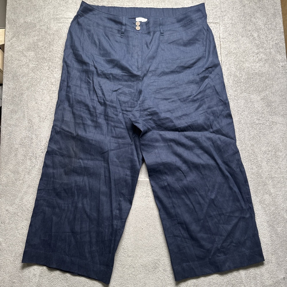 J.Jill Women's Navy Linen Wide Leg Pants Relaxed Fit Summer Casual XL